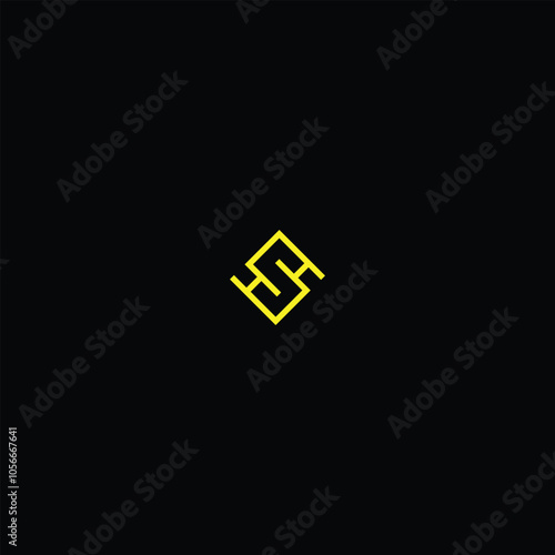 Initial letter S or HS or SH square logo template with modern geometric real estate logo design with black background.