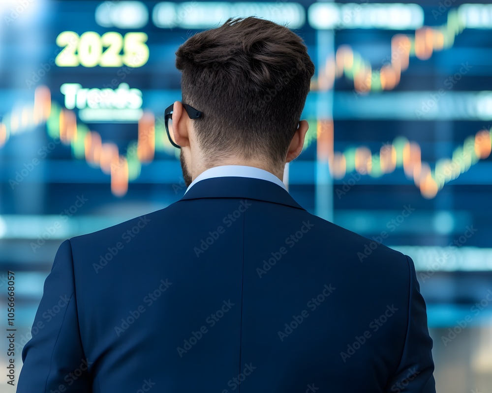 A professional analyzing stock market trends in a business environment, focused on financial data displayed on screens. A professional analyzing stock market trends in a business environment, focused on financial data displayed on screens.
