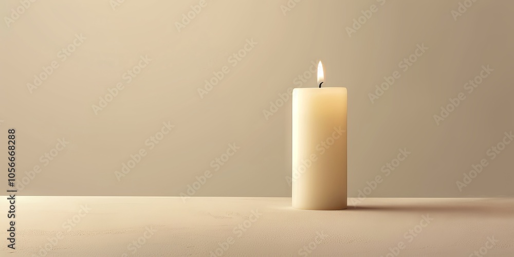 Clean and understated concept of Memorial Day with a lone candle burning brightly in honor of fallen heroes against a neutral background. Clean and understated concept of Memorial Day with a lone candle burning brightly in honor of fallen heroes against a neutral background.