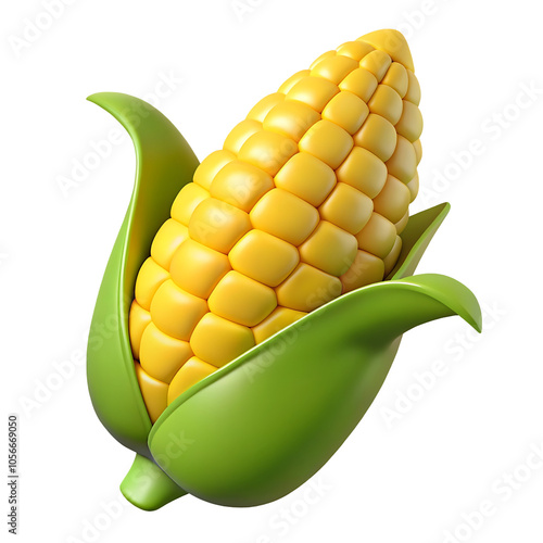 3d plastic toy corn icon isolated on transparent background