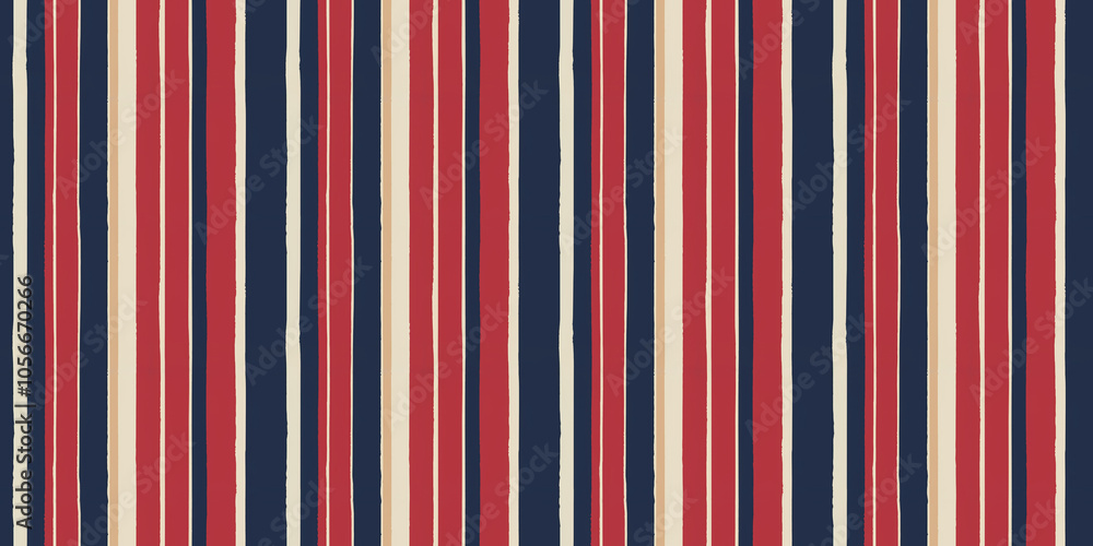 Fototapeta premium Stripe print texture pattern: A seamless texture pattern of vertical and horizontal stripes, featuring a combination of bold colors like navy blue, bright red, and crisp white