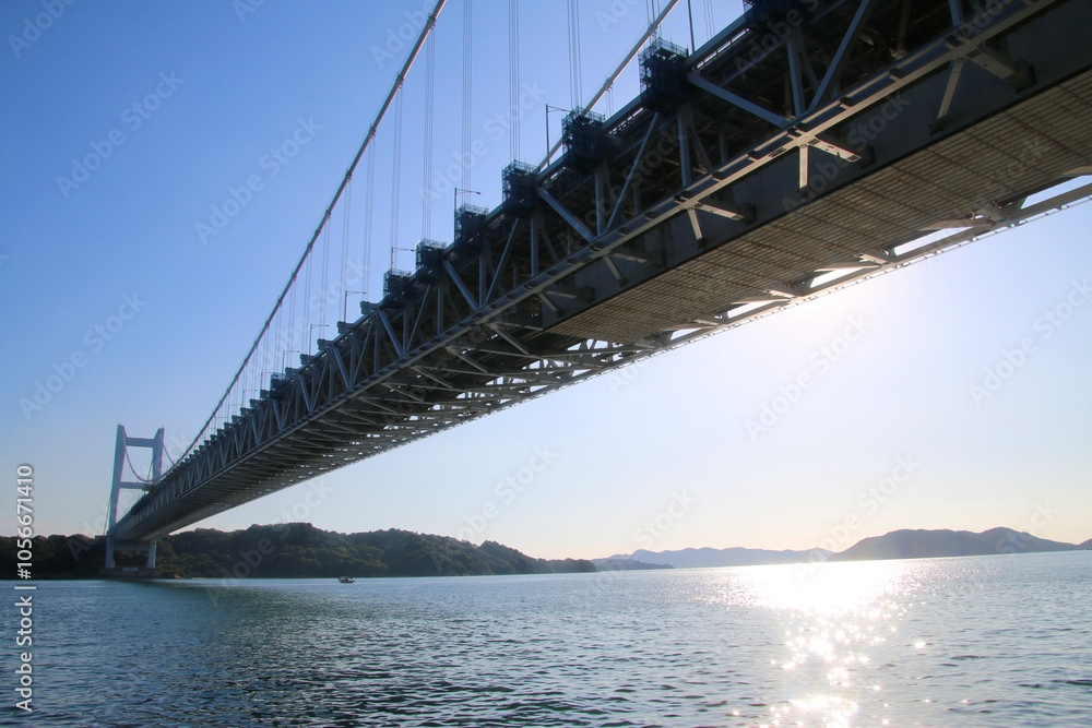 Obraz premium 瀬戸大橋・下津井瀬戸大橋・田土浦公園から（岡山県・倉敷市）