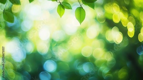 Blur Image Of Abstract Bokeh Of Tree Green Color Background