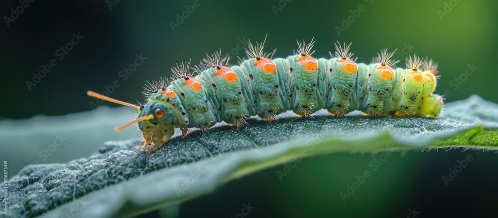 Fototapeta premium Caterpillar Semi Developed On Leaf