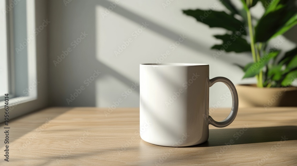 White Mug Mockups with Coffee Cup on Table White Mug Mockups with Coffee Cup on Table