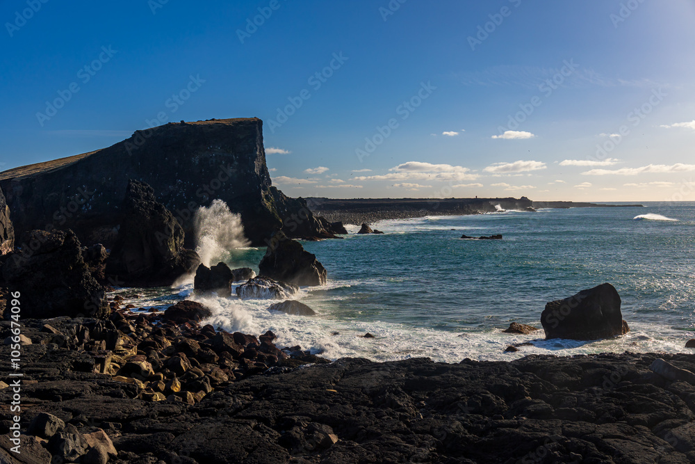 Dramatic view of the icelandic shore