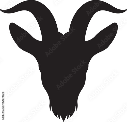 goat head front logo silhouette vector art illustration