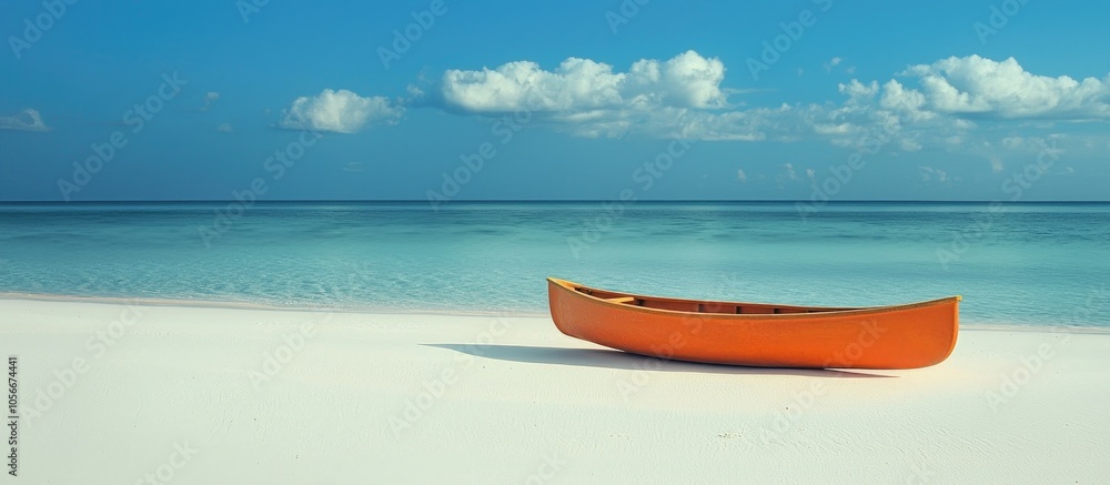 The Orange Canoe Is On The White Sand The Orange Canoe Is On The White Sand