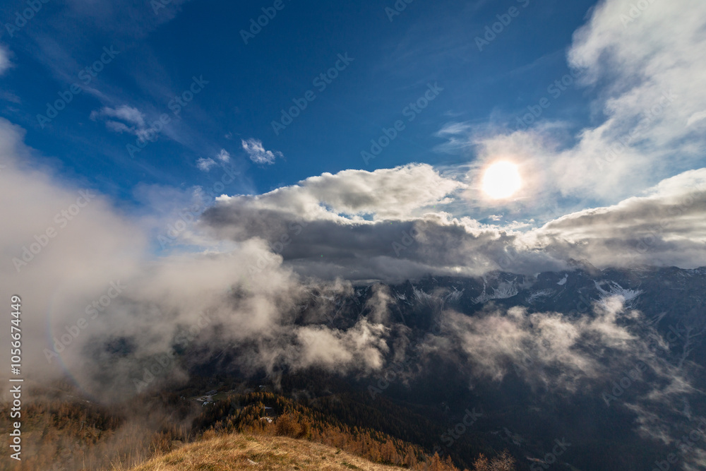 Trekking in a cloudly autumn day in the Dolomiti Friulane, Friuli-Venezia Giulia