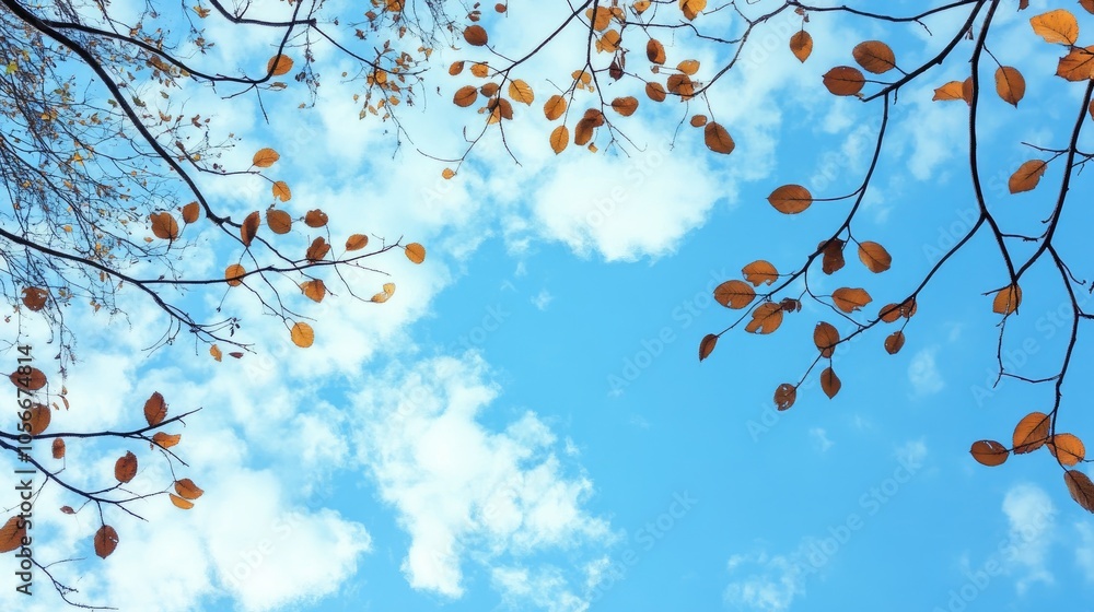 Branches On The Sky With Leaves And Grases Branches On The Sky With Leaves And Grases