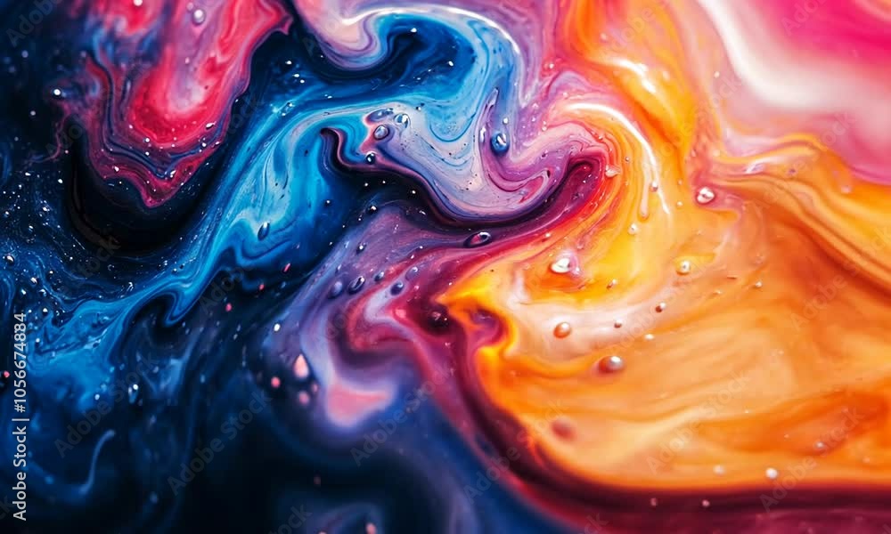 Abstract colorful swirling patterns with droplets of water. Abstract colorful swirling patterns with droplets of water.