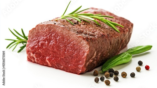 Boneless beef loin cut isolated against a white background