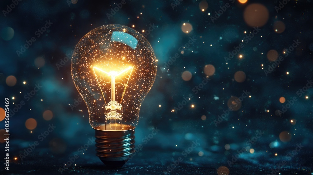 Lightbulb Surrounded by a Starry Sky Representing Infinite Possibilities of Creativity and Innovation Lightbulb Surrounded by a Starry Sky Representing Infinite Possibilities of Creativity and Innovation