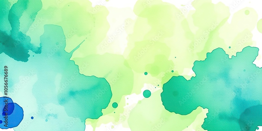 Obraz premium Abstract isolated watercolor stain in shades of blue and green on a white background, watercolor, design, vibrant