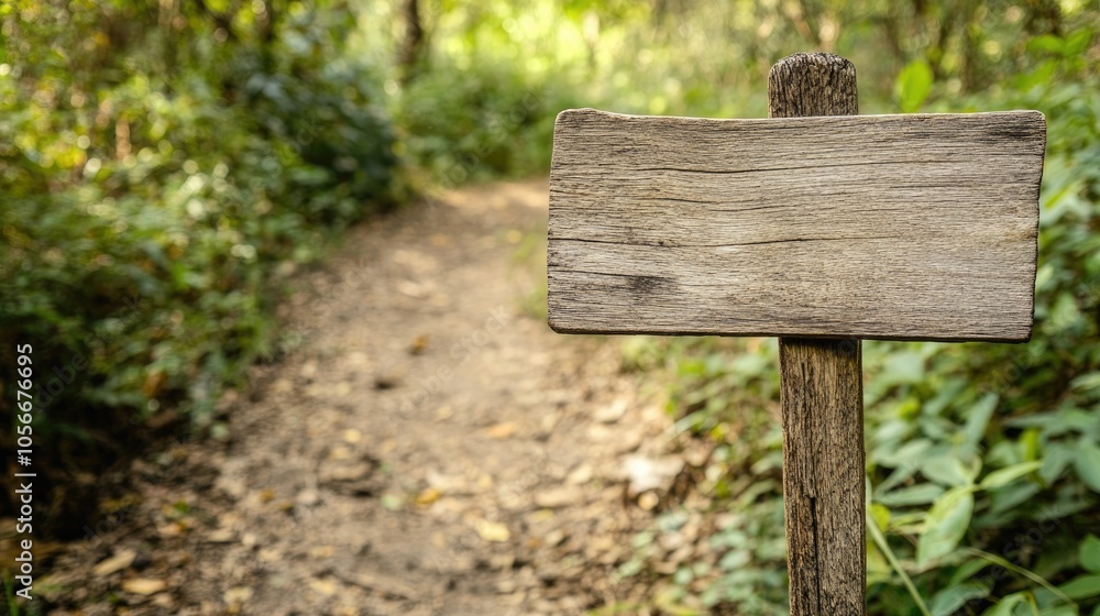 Blank wooden signpost along a pathway perfect for inserting text in the empty space provided Blank wooden signpost along a pathway perfect for inserting text in the empty space provided