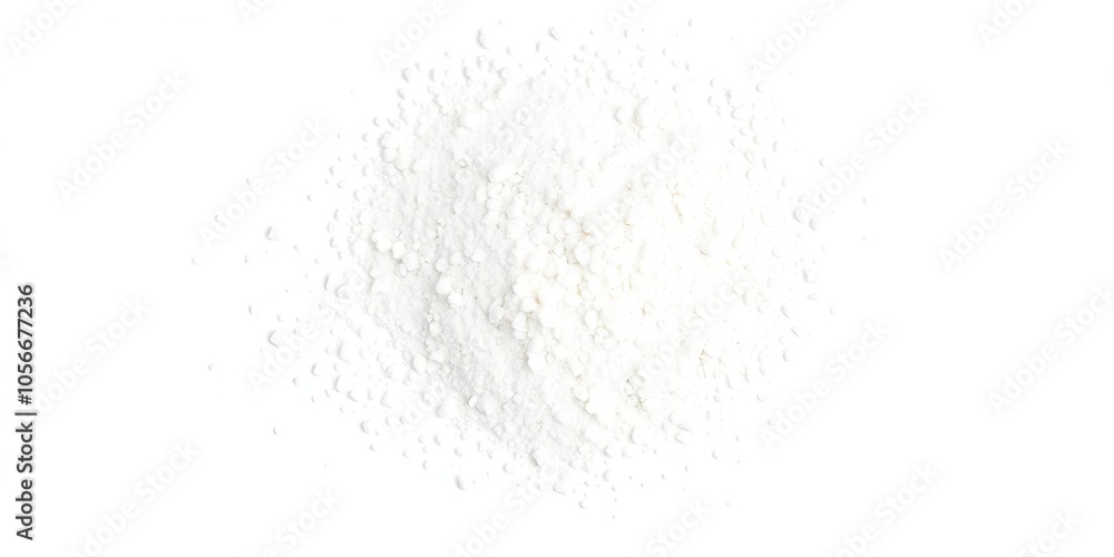 A close-up shot of powdered sugar on a clean white background, granulated, sprinkle A close-up shot of powdered sugar on a clean white background, granulated, sprinkle