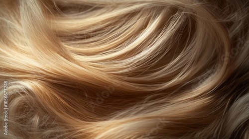 Close up of a blonde wig on a neutral backdrop Showcase of golden hair extensions and wigs Concept of female beauty