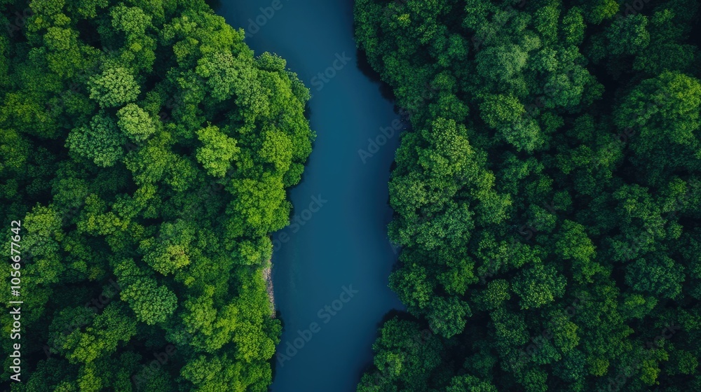Aerial view of a serene creek from a drone s perspective Aerial view of a serene creek from a drone s perspective