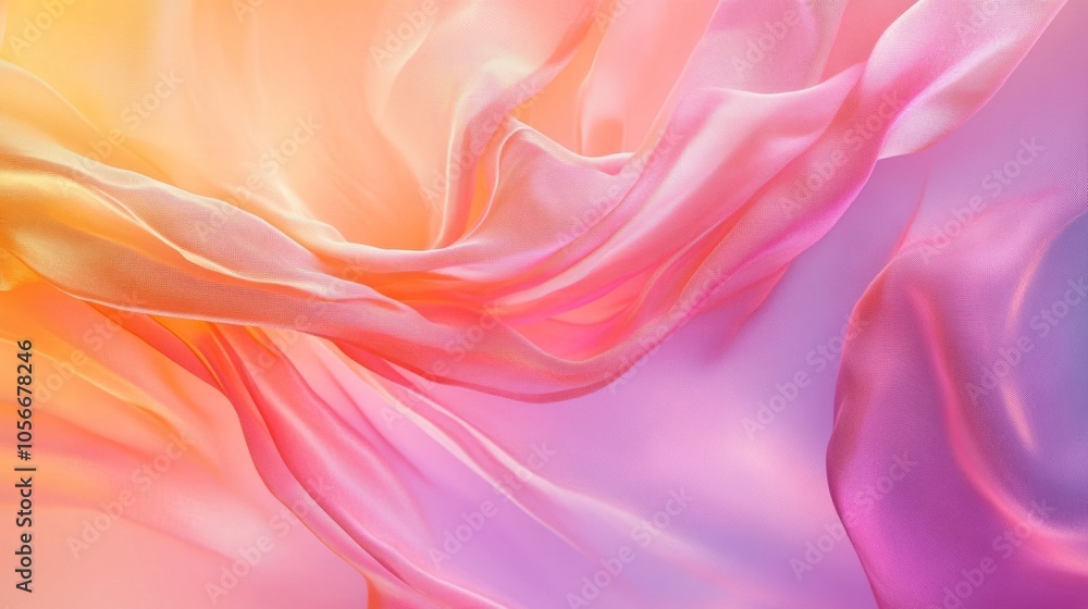Obraz premium A pink and orange fabric with a flowy texture