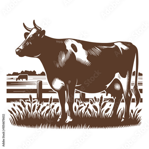 Cow black silhouette vector isolated on white background design, ai generated