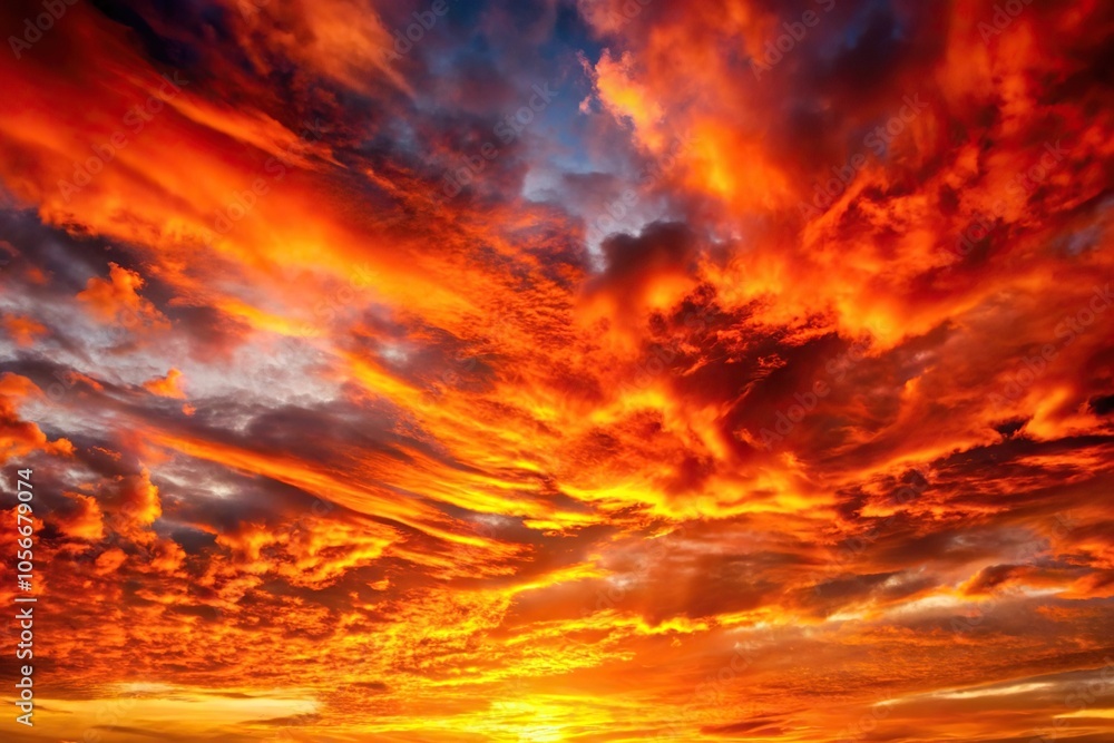 A fiery orange and red glow engulfs the sky as sunset paints the clouds with vibrant colors, goldenhour, clouds A fiery orange and red glow engulfs the sky as sunset paints the clouds with vibrant colors, goldenhour, clouds