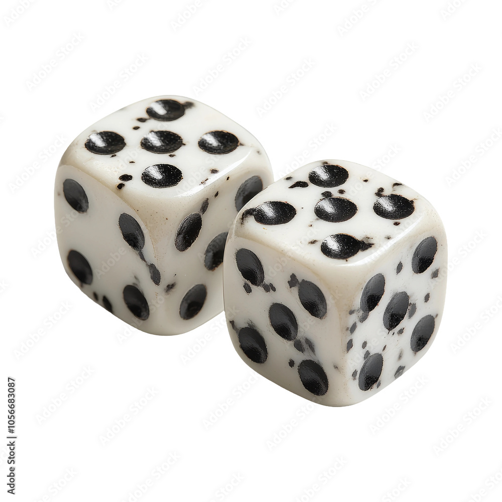 Isolated Dice with Black Dots on Transparent Background Isolated Dice with Black Dots on Transparent Background