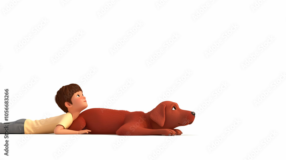 3D Plain Background Therapy Dog Lying Floor Child Copy Space Concept Image Relaxation Trust Pet Therapy Moments Stationary Camera Focus White Background Icon 3D Plain Background Therapy Dog Lying Floor Child Copy Space Concept Image Relaxation Trust Pet Therapy Moments Stationary Camera Focus White Background Icon