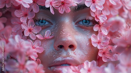 Woman with Cherry Blossoms: A Dreamy Portrait