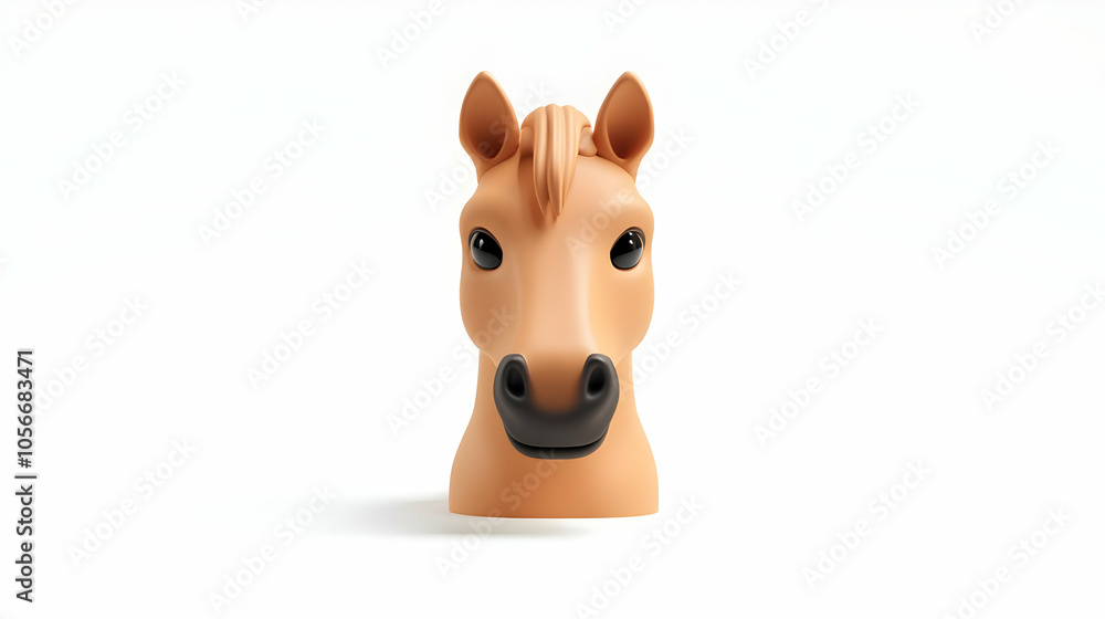 Obraz premium 3D Plain Background Therapy Horse Headshot Copy Space Stationary Camera Noble Features Strength Healing Pet Therapy Icon White Background