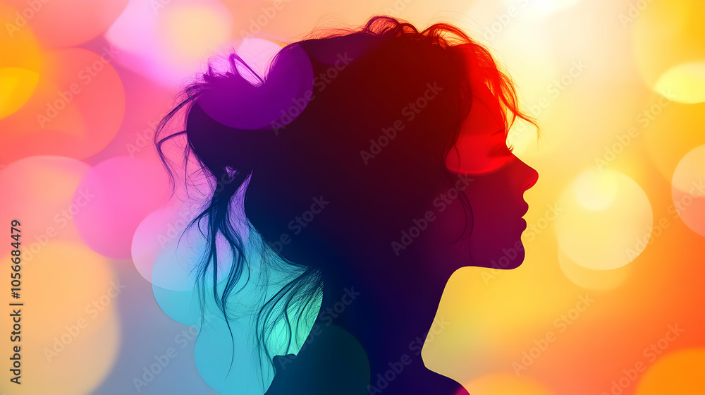 3D Silhouette Person Video Call Colorful Bokeh Circles Modern Technology Home Office Connectivity Digital Art Piece 3D Silhouette Person Video Call Colorful Bokeh Circles Modern Technology Home Office Connectivity Digital Art Piece