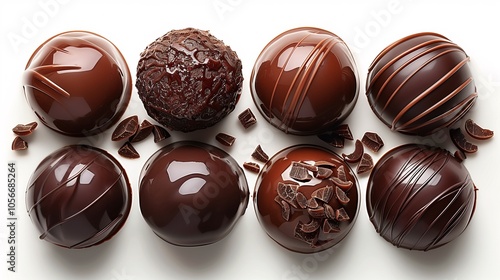 Assorted Chocolate Truffles on White Background photo