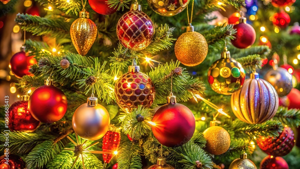 A beautifully adorned tree glimmers with vibrant Christmas ornaments, embodying the joyful spirit and warmth that define the enchanting holiday season. A beautifully adorned tree glimmers with vibrant Christmas ornaments, embodying the joyful spirit and warmth that define the enchanting holiday season.
