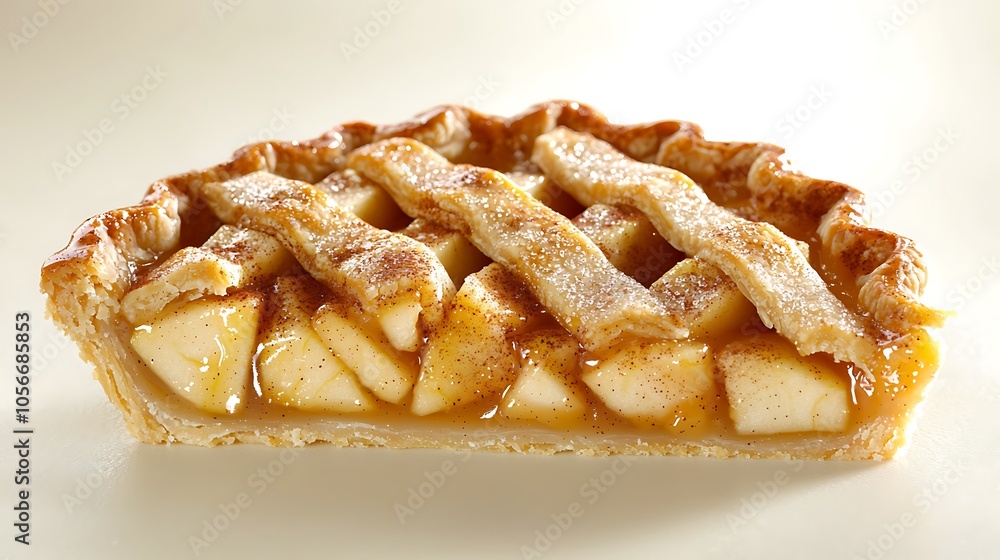 Apple Pie Slice: A mouthwatering, golden-brown slice of apple pie, with a lattice crust, freshly baked and ready to be devoured. The perfect image for a bakery, cafe, or dessert blog. Apple Pie Slice: A mouthwatering, golden-brown slice of apple pie, with a lattice crust, freshly baked and ready to be devoured. The perfect image for a bakery, cafe, or dessert blog.