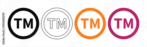 Trade mark icon vector, TM sign symbol icon set isolated on white background.