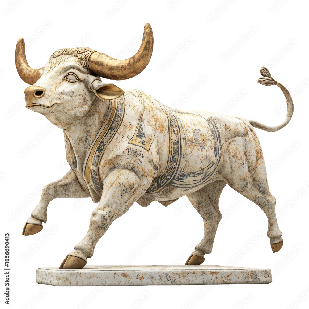 Elegant Bull Sculpture on Transparent Background Elegant Bull Sculpture on Transparent Background