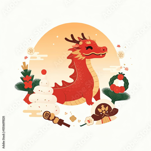 新年笑顔の赤い龍さん