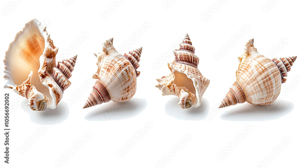 Collection of Seashells Displaying Unique Patterns and Shapes Generative AI Collection of Seashells Displaying Unique Patterns and Shapes Generative AI