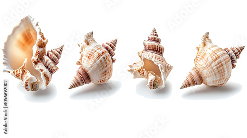 Collection of Seashells Displaying Unique Patterns and Shapes Generative AI photo