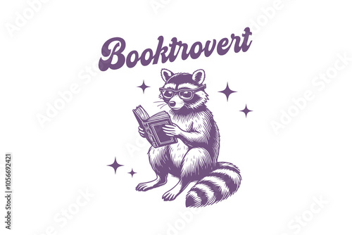  Booktrovert, Book Raccaon T shirt design