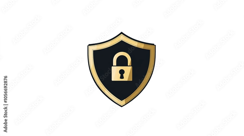 A logo design featuring a shield with a lock, representing protection and digital security. This emblem combines strong geometric shapes to convey reliability and trustworthiness, A logo design featuring a shield with a lock, representing protection and digital security. This emblem combines strong geometric shapes to convey reliability and trustworthiness,