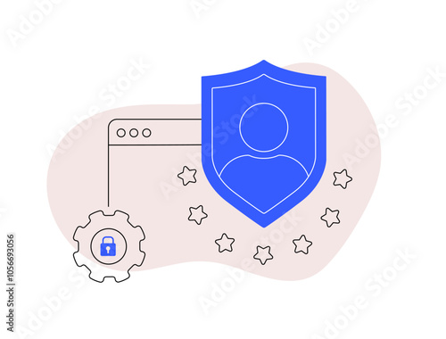 Privacy and data protection in digital marketing. Secure user data, compliance and data encryption. Isolated vector illustration on safeguarding personal information in online advertising