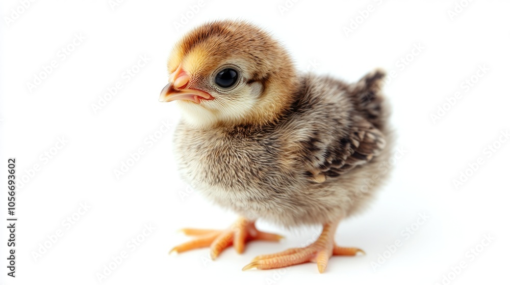 A small chicken on a white background A small chicken on a white background
