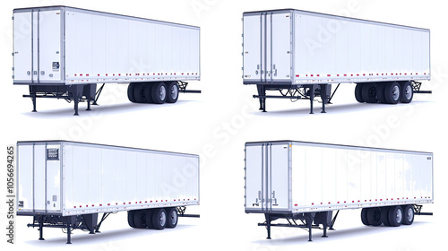 White Trailer Trucks Displayed From Four Distinct Side Views Generative AI
