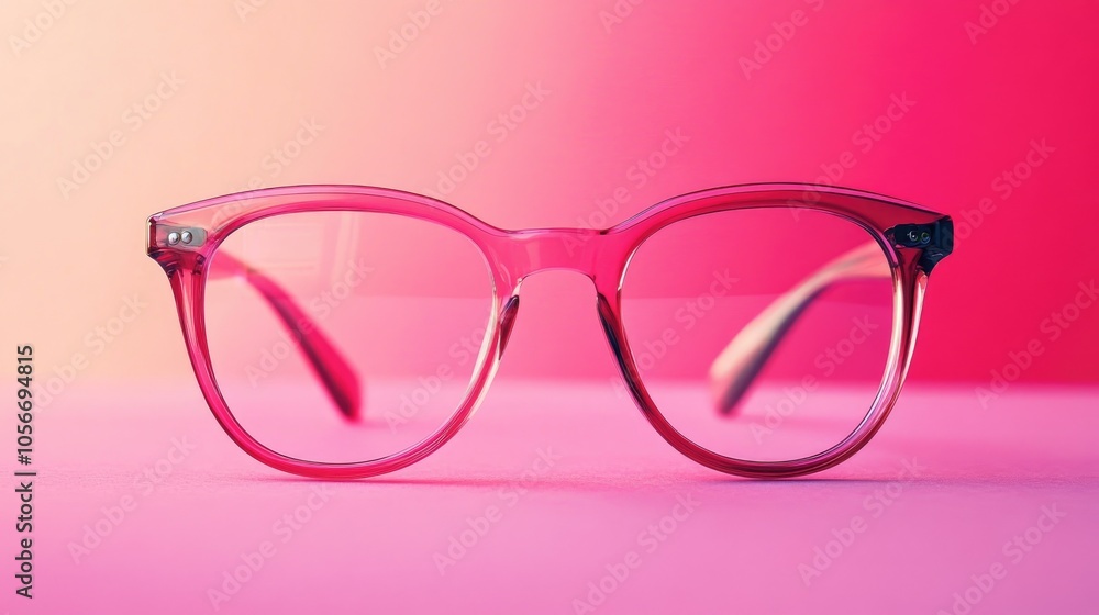 Modern pink glasses against a vibrant pink backdrop Modern pink glasses against a vibrant pink backdrop