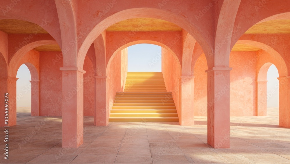 Fototapeta premium Pastel Pink Archway Interior Design