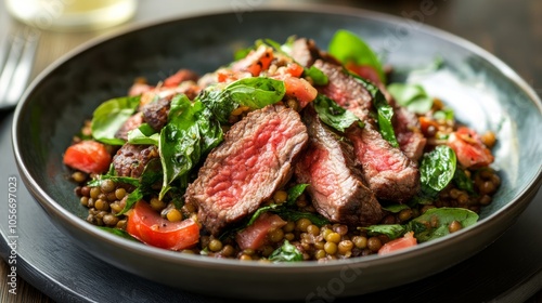 Roast Beef in England with Lentils and Basil 