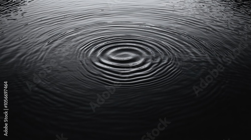 Black water surface with soft ripples and circular patterns embodying the tranquil and rejuvenating essence of stillness