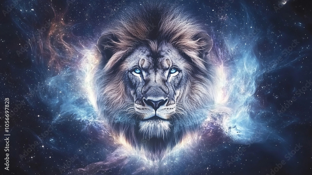 sign of the zodiac leo - portrait of a lion in a colorful universe with some galaxies and stars, leo sign with stars on black background. Zodiac signs, stars and horoscop sign of the zodiac leo - portrait of a lion in a colorful universe with some galaxies and stars, leo sign with stars on black background. Zodiac signs, stars and horoscop
