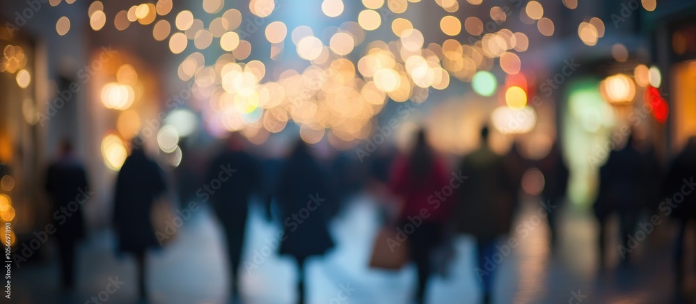 People Walking Street With Bokeh Blurred Background People Walking Street With Bokeh Blurred Background