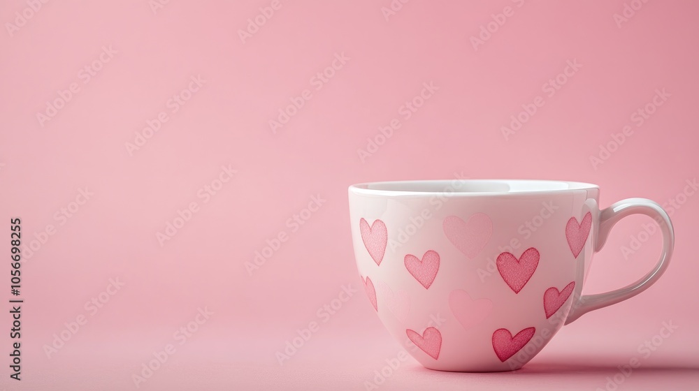 Coffee cup adorned with hearts against a pink backdrop Contains a warm beverage Concept of love and romance suitable for celebrations like Valentine s Day Women s Day and Mother s Day Space for tex Coffee cup adorned with hearts against a pink backdrop Contains a warm beverage Concept of love and romance suitable for celebrations like Valentine s Day Women s Day and Mother s Day Space for tex